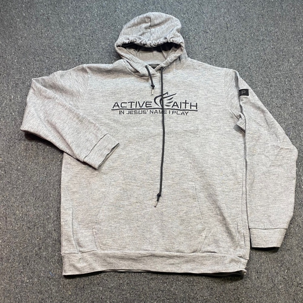 Active Faith Hoodie Sz 3X Mens Gray Streetwear In Jesus Name I Play Sweatshirt